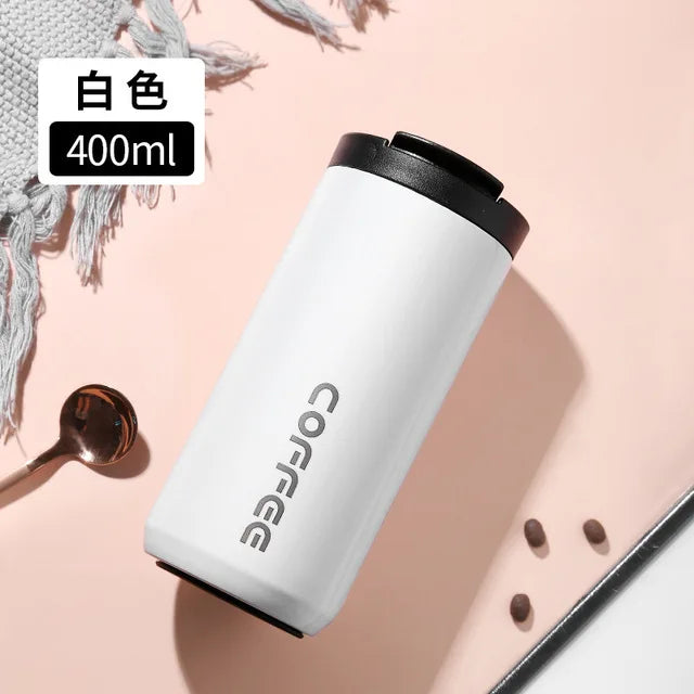 400ml Stainless Steel Thermal Coffee Mug 304 Leak Proof Portable Travel Thermos Water Bottle Eco-Friendly Christmas Gift for Women