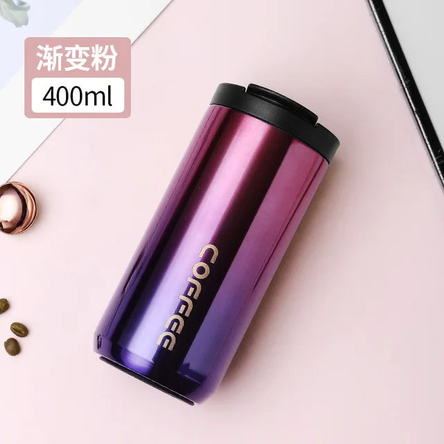 400ml Stainless Steel Thermal Coffee Mug 304 Leak Proof Portable Travel Thermos Water Bottle Eco-Friendly Christmas Gift for Women