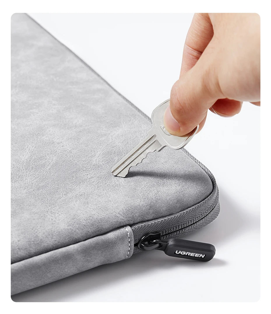 UGREEN Waterproof Laptop Bag Sleeve Case for Macbook Pro/Air 13.9 14.9 Inch HP Lenovo iPad - Gray PU Notebook Cover Carry Bag