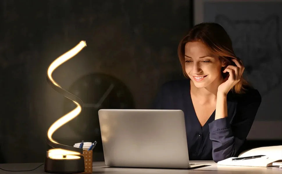Modern Spiral LED Table Lamp – Minimalist Bedside Lamp for Living Room, Bedroom & Office
