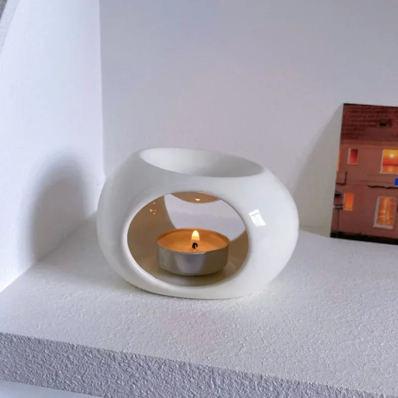 Minimalist Ceramic Candle Holder & Aromatherapy Furnace for Essential Oils and Wax Melts
