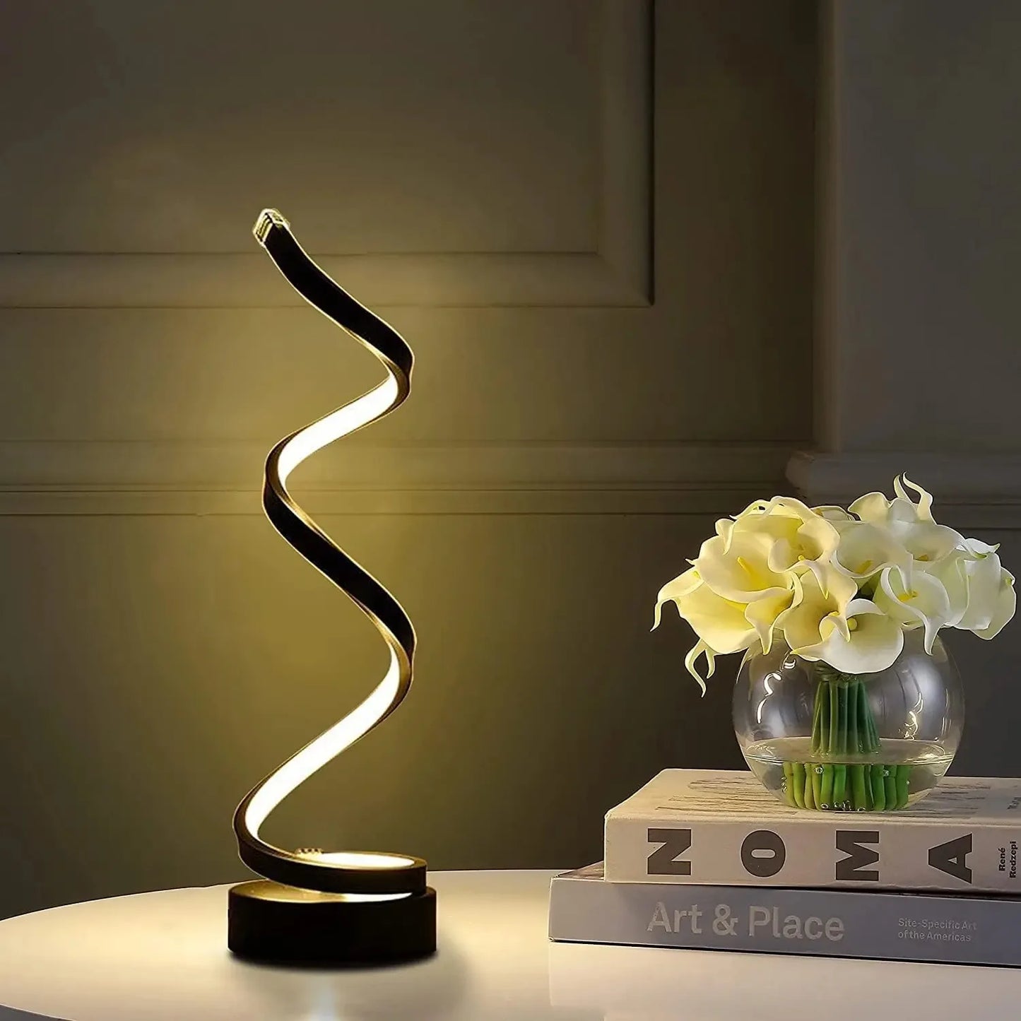Modern Spiral LED Table Lamp – Minimalist Bedside Lamp for Living Room, Bedroom & Office
