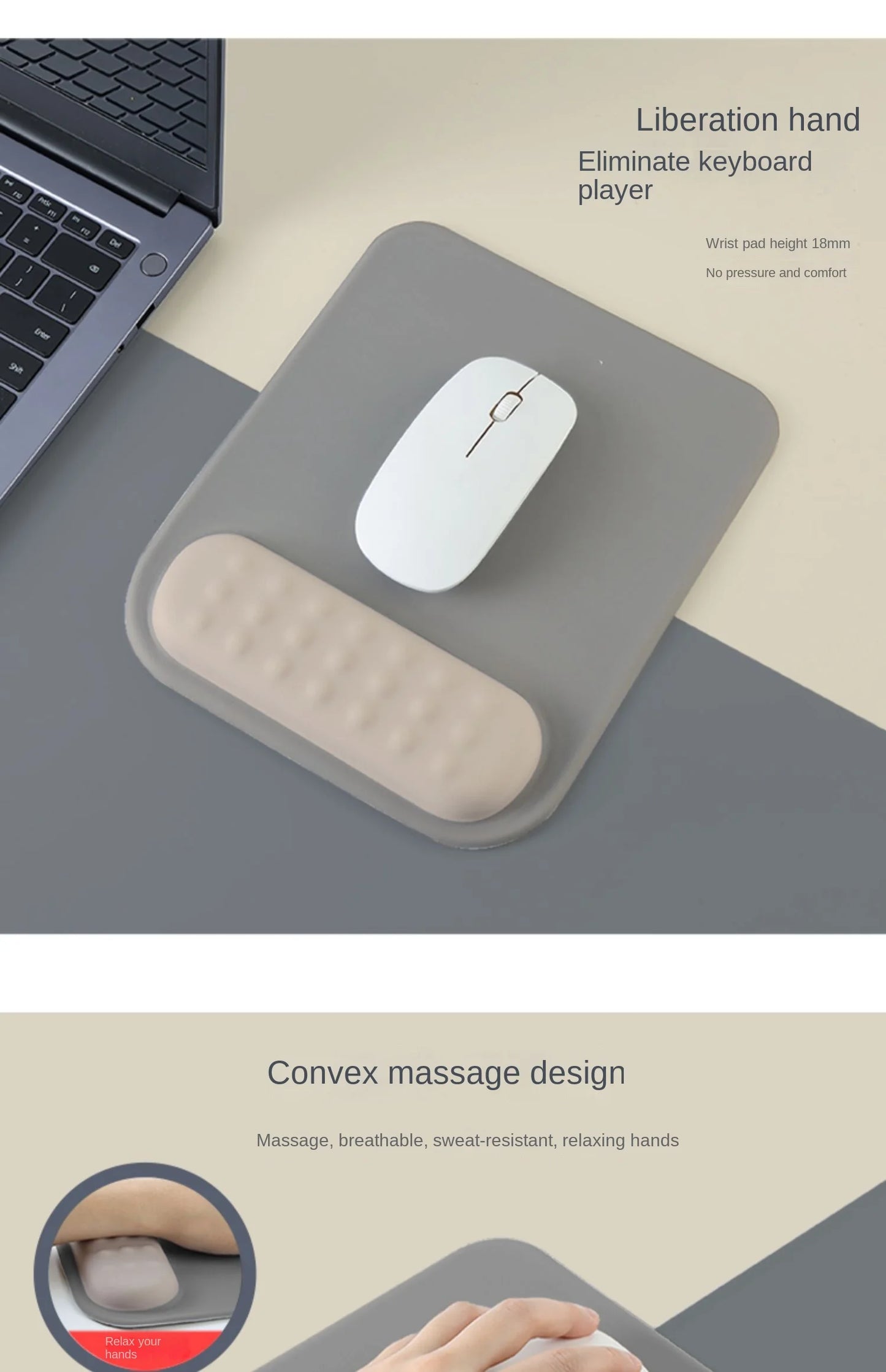 Ergonomic Anti-Slip Silicone Mouse Pad with Memory Foam Wrist Rest for Gaming And Office Use Comfortable Non-Slip Computer Accessory
