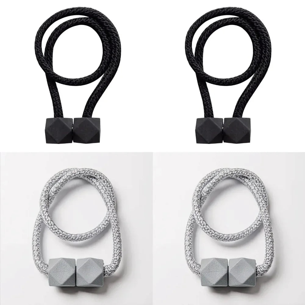 4pcs Curtain Tiebacks with Strong Magnet Thick Rope Design for Bedroom Living Room Kitchen Durable Plastic Home Decor Accessory
