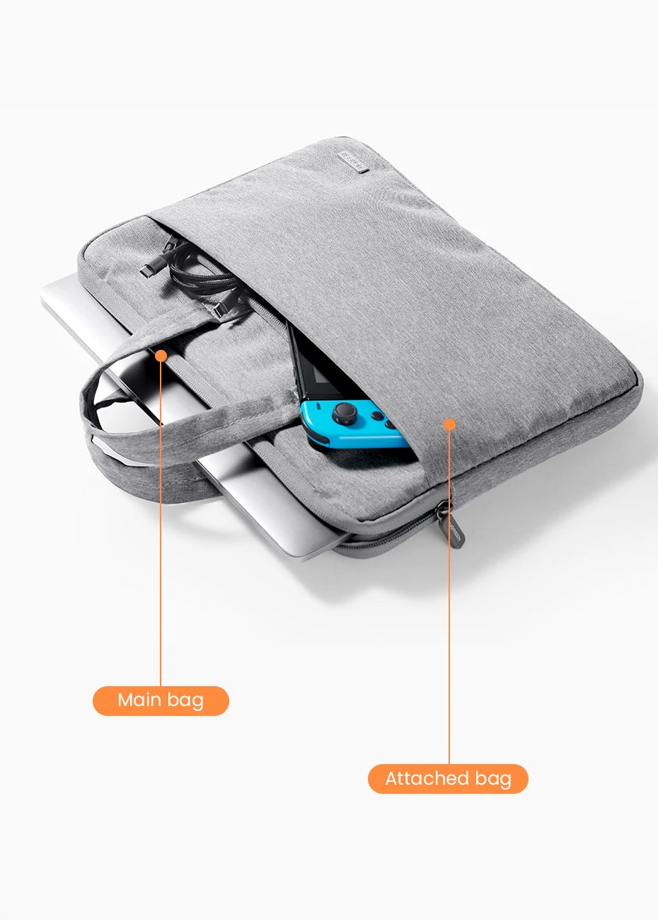 UGREEN Waterproof Laptop Bag Sleeve Case for Macbook Pro/Air 13.9 14.9 Inch HP Lenovo iPad - Gray PU Notebook Cover Carry Bag