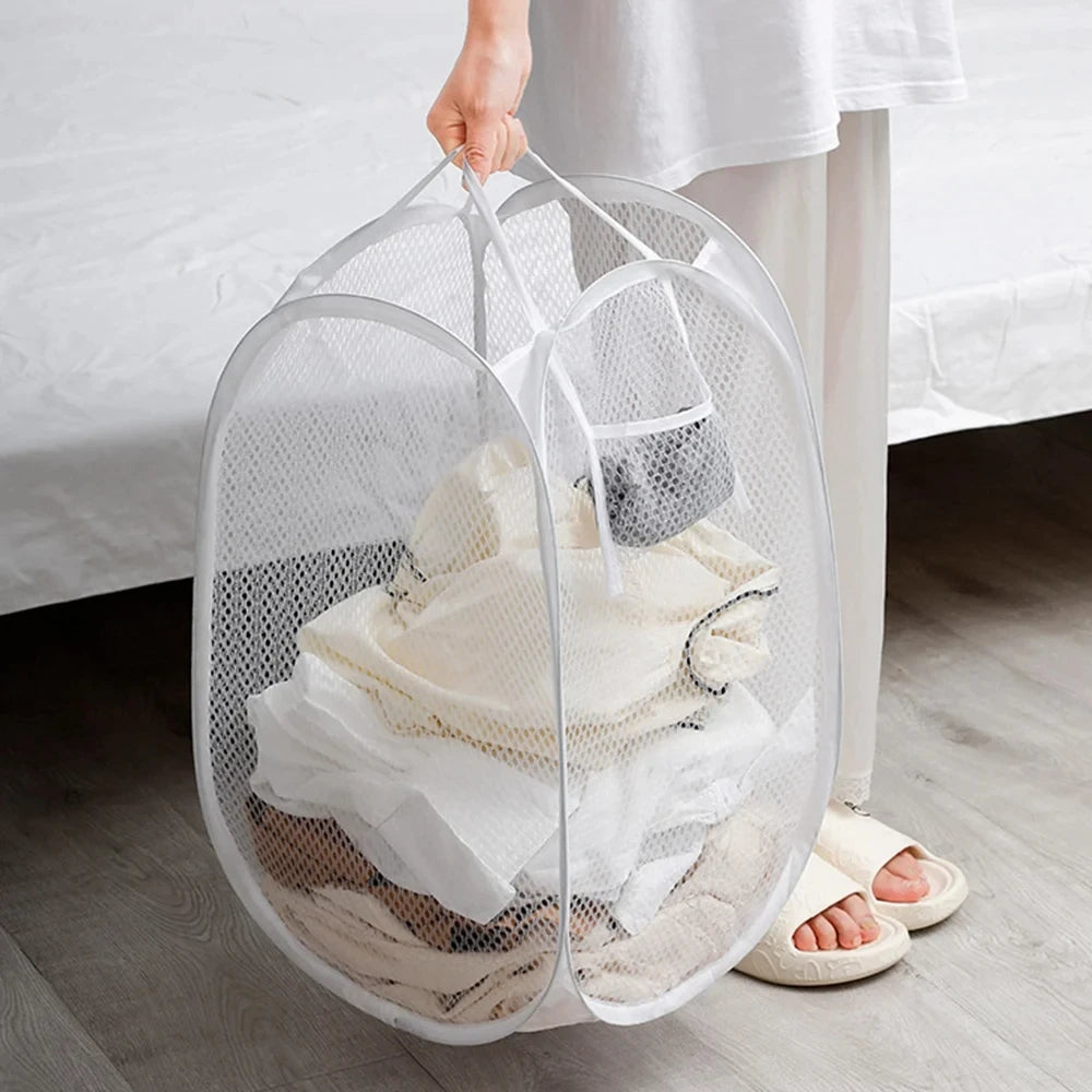 Large Capacity Foldable Dirty Clothes Basket Ventilated Portable Skeleton Design Easy Storage Laundry Bin for Home Organization