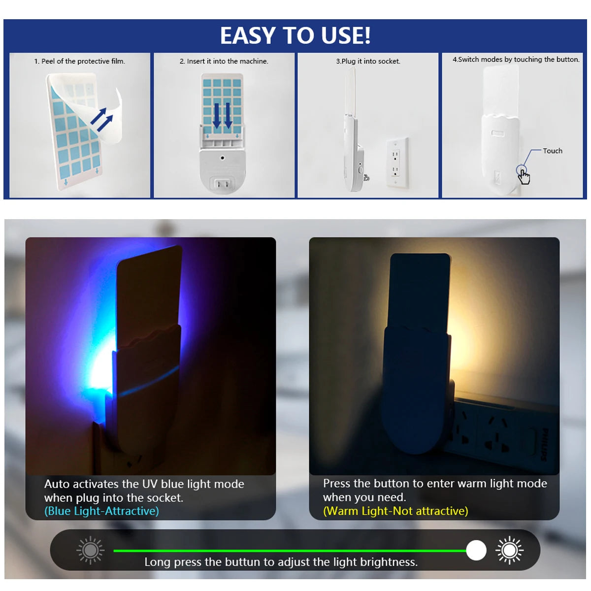 Dual-Function Mosquito Lamp: Silent Trap & Adjustable Nightlight