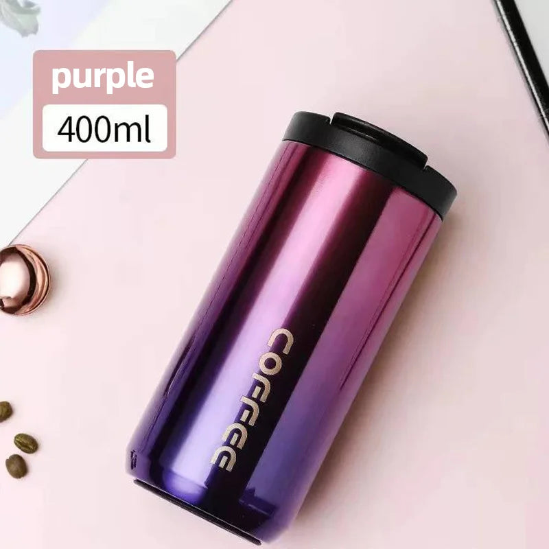 400ml Stainless Steel Thermal Coffee Mug 304 Leak Proof Portable Travel Thermos Water Bottle Eco-Friendly Christmas Gift for Women