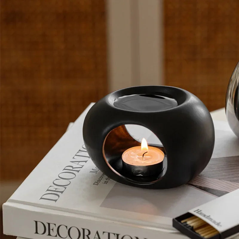Minimalist Ceramic Candle Holder & Aromatherapy Furnace for Essential Oils and Wax Melts