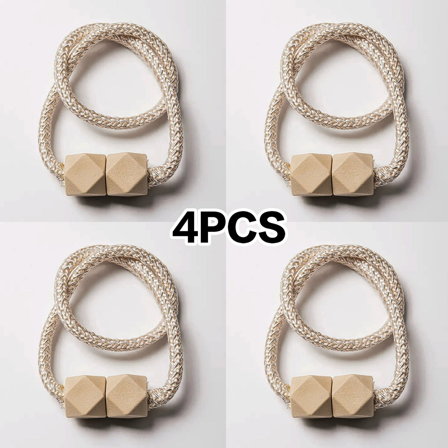 4pcs Curtain Tiebacks with Strong Magnet Thick Rope Design for Bedroom Living Room Kitchen Durable Plastic Home Decor Accessory