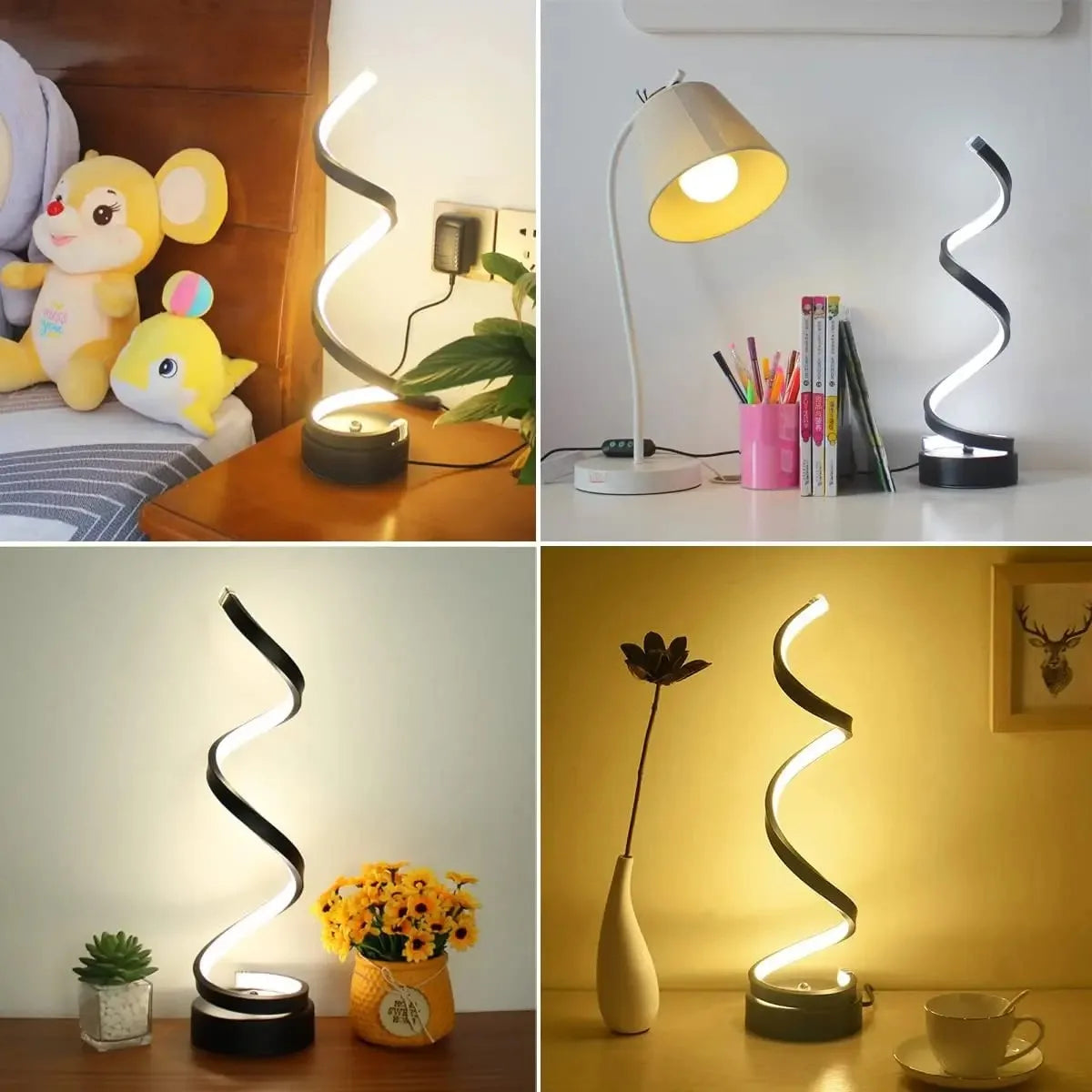Modern Spiral LED Table Lamp – Minimalist Bedside Lamp for Living Room, Bedroom & Office