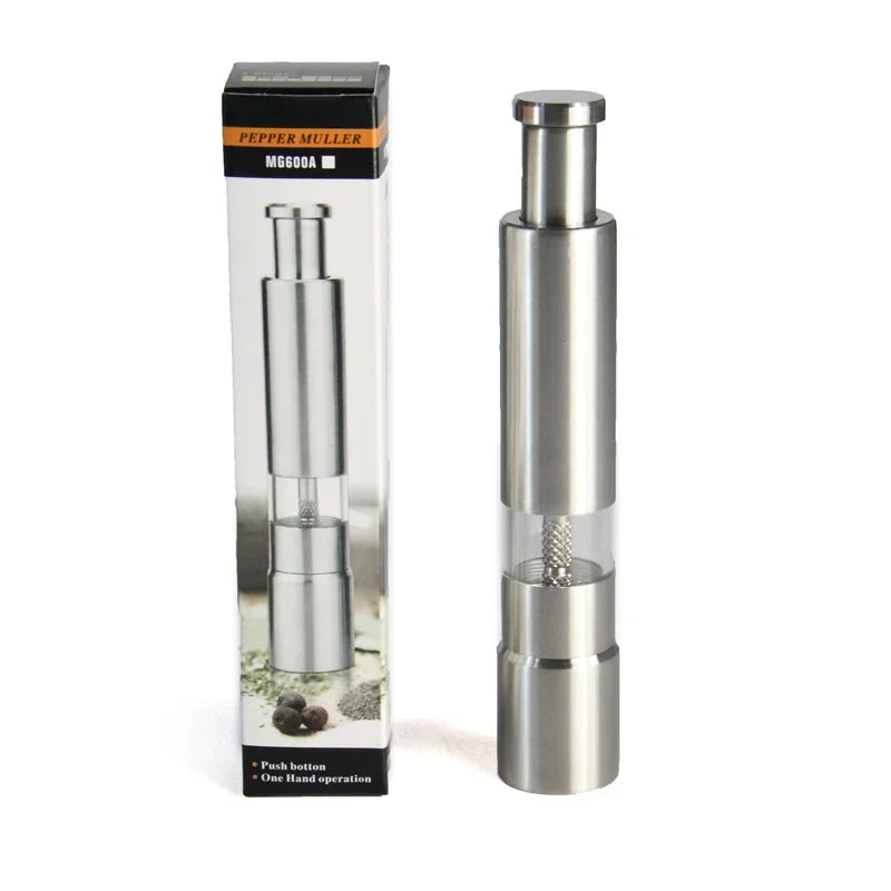 Stainless Steel Thumb Push Spice Grinder Efficient Pepper Salt Mill Eco-Friendly Kitchen Tool for Spices