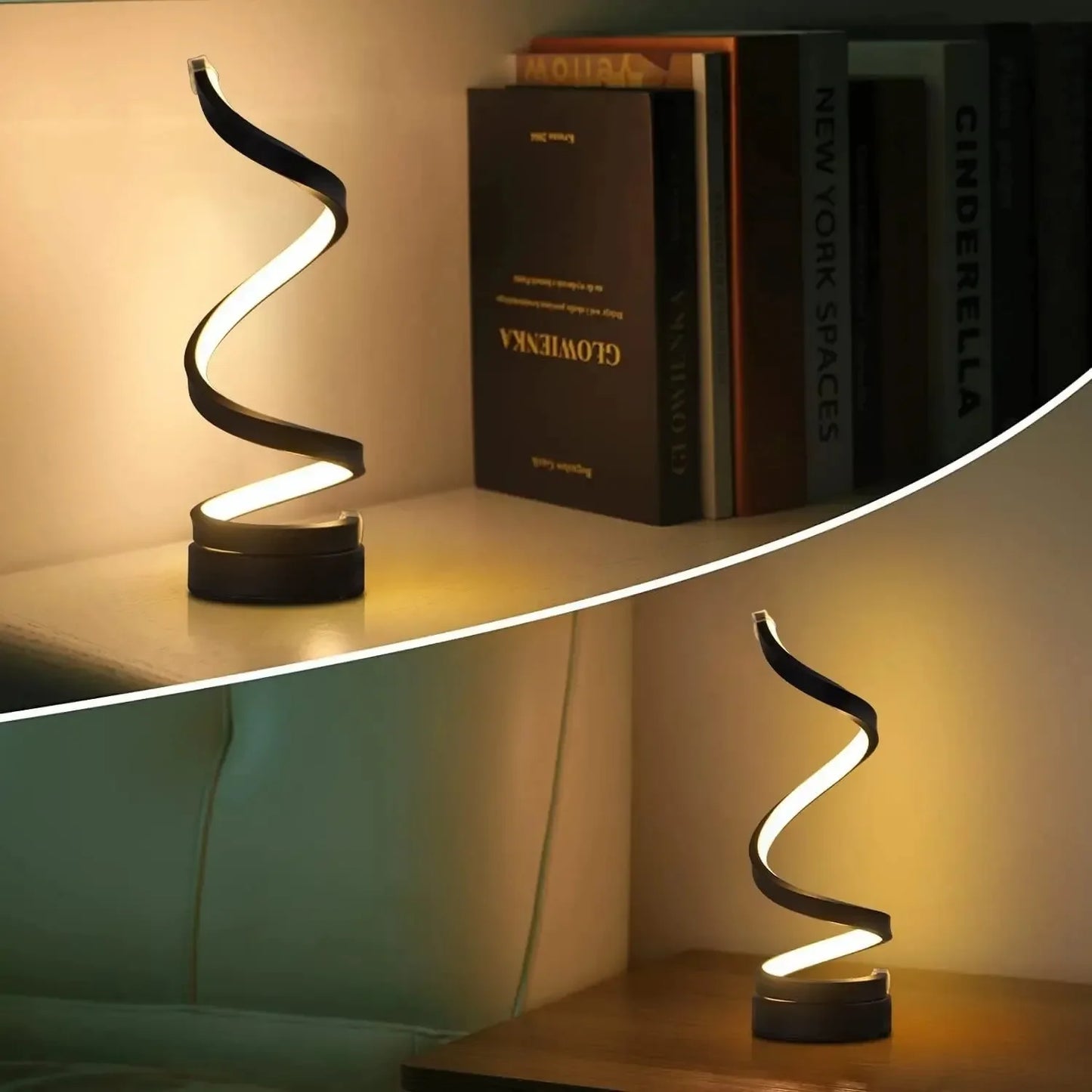 Modern Spiral LED Table Lamp – Minimalist Bedside Lamp for Living Room, Bedroom & Office