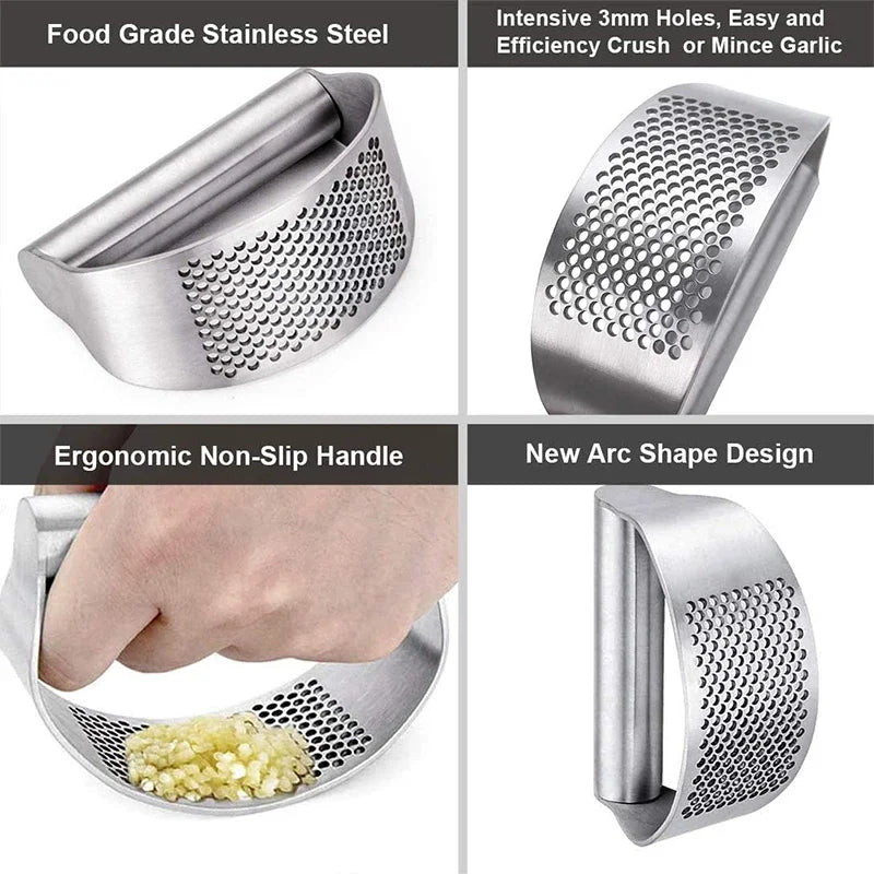 Upgraded Stainless Steel Manual Garlic Press Squeezer Eco-Friendly Kitchen Tool for Ginger Rocker Crusher Mince Cutting