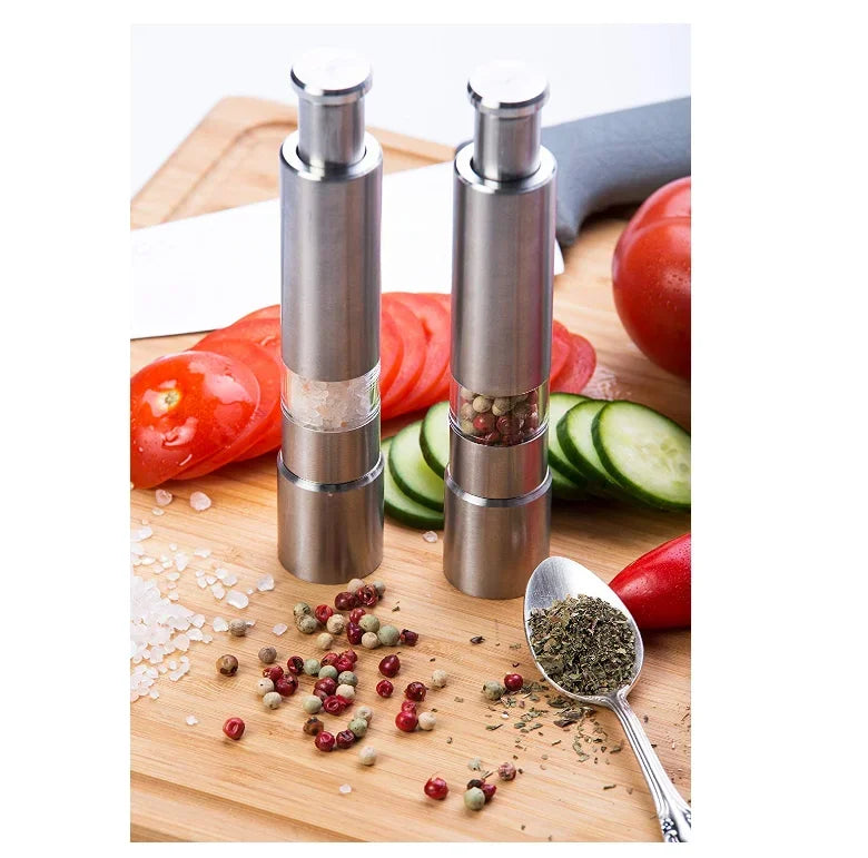 Stainless Steel Thumb Push Spice Grinder Efficient Pepper Salt Mill Eco-Friendly Kitchen Tool for Spices