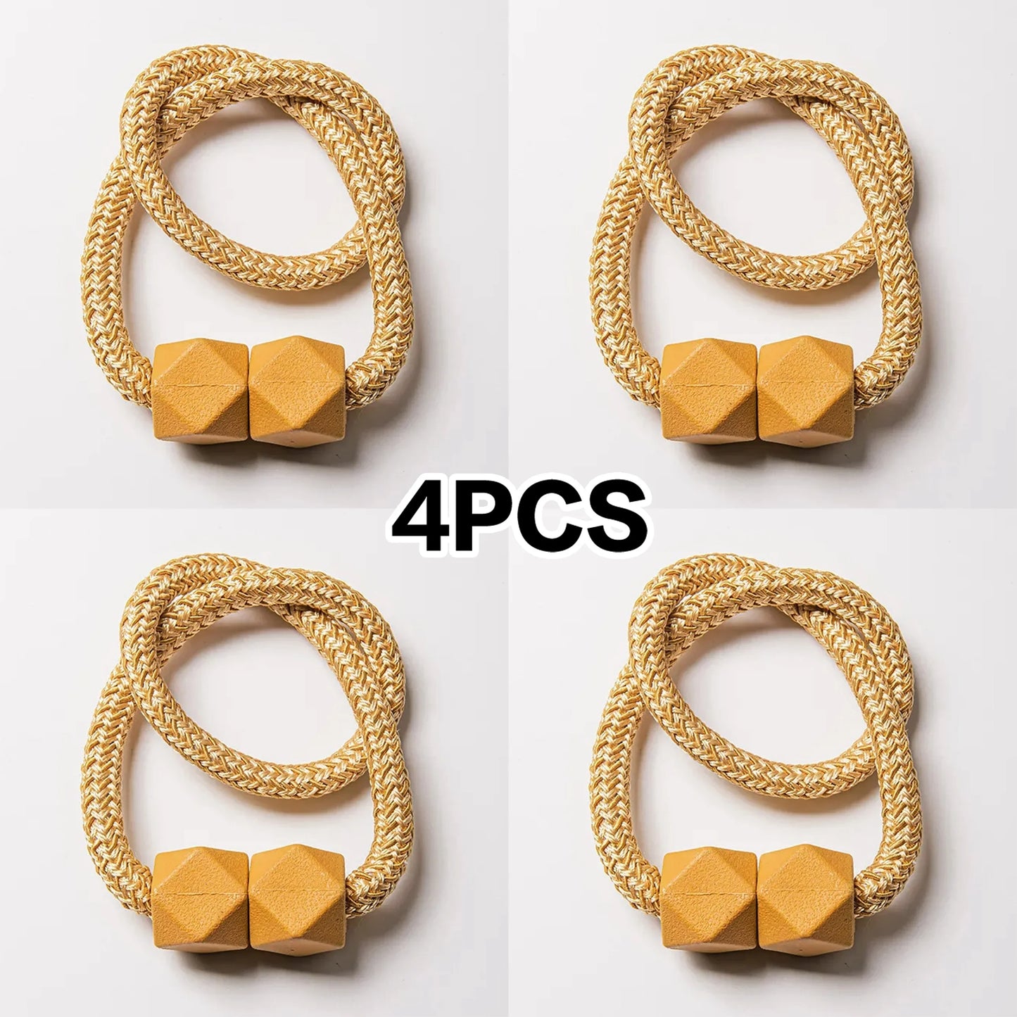 4pcs Curtain Tiebacks with Strong Magnet Thick Rope Design for Bedroom Living Room Kitchen Durable Plastic Home Decor Accessory