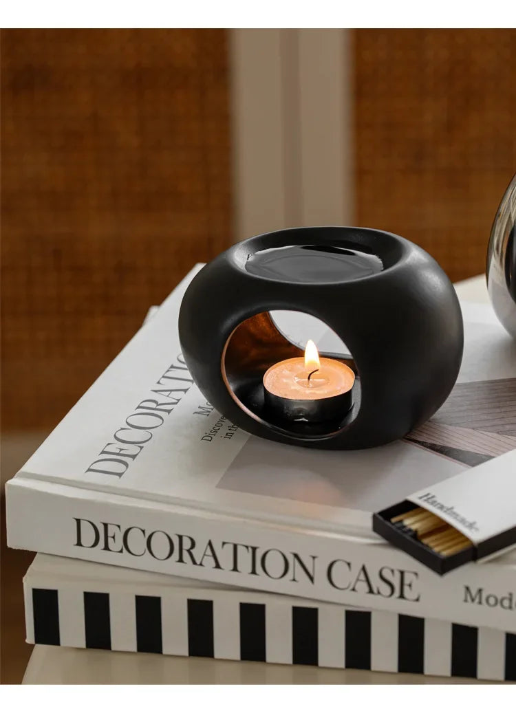 Minimalist Ceramic Candle Holder & Aromatherapy Furnace for Essential Oils and Wax Melts