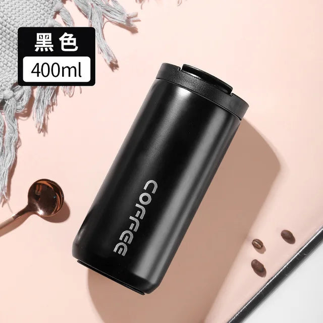 400ml Stainless Steel Thermal Coffee Mug 304 Leak Proof Portable Travel Thermos Water Bottle Eco-Friendly Christmas Gift for Women