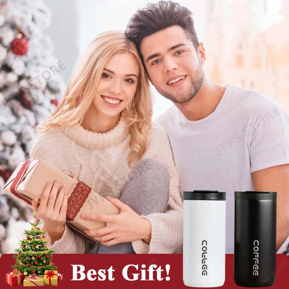 400ml Stainless Steel Thermal Coffee Mug 304 Leak Proof Portable Travel Thermos Water Bottle Eco-Friendly Christmas Gift for Women