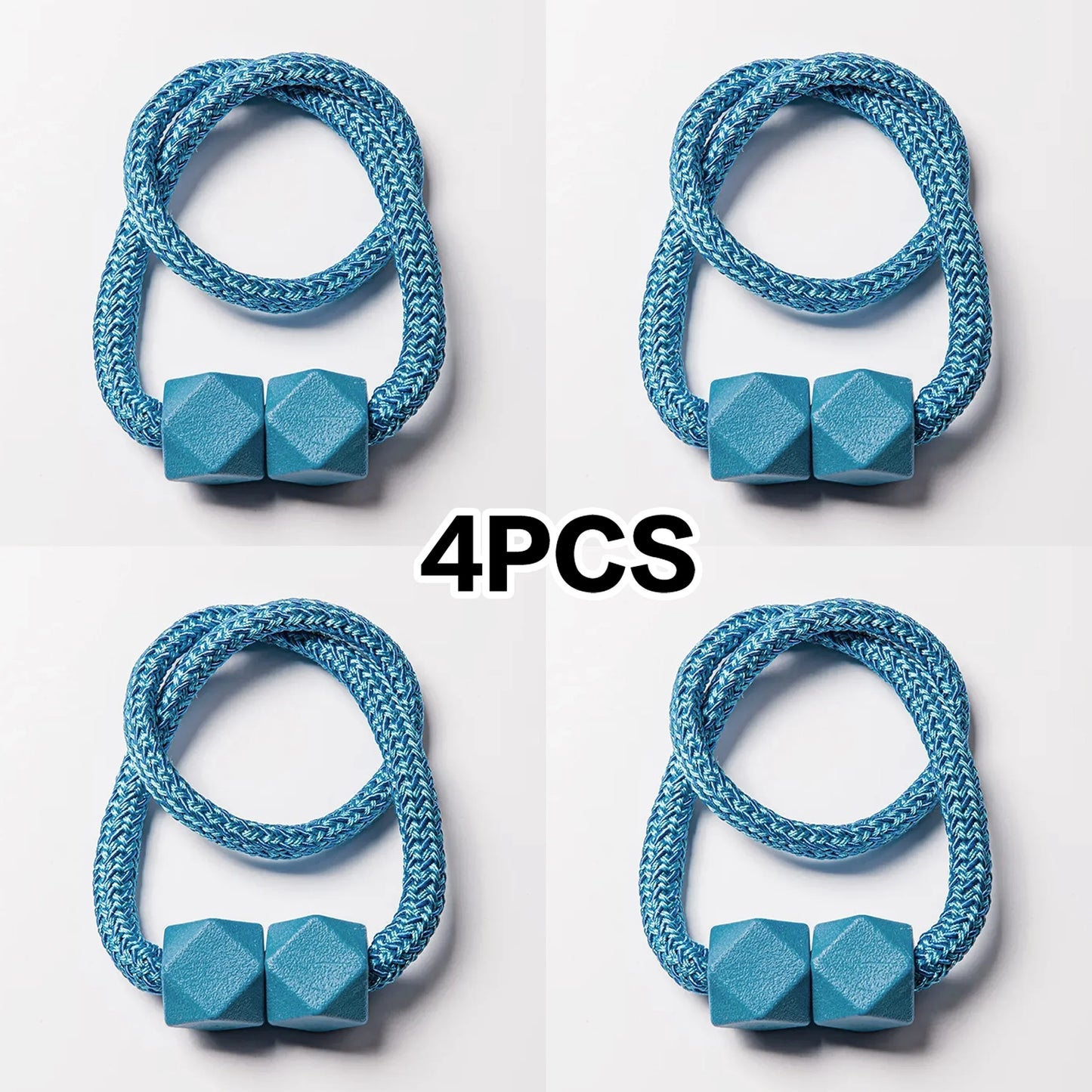 4pcs Curtain Tiebacks with Strong Magnet Thick Rope Design for Bedroom Living Room Kitchen Durable Plastic Home Decor Accessory