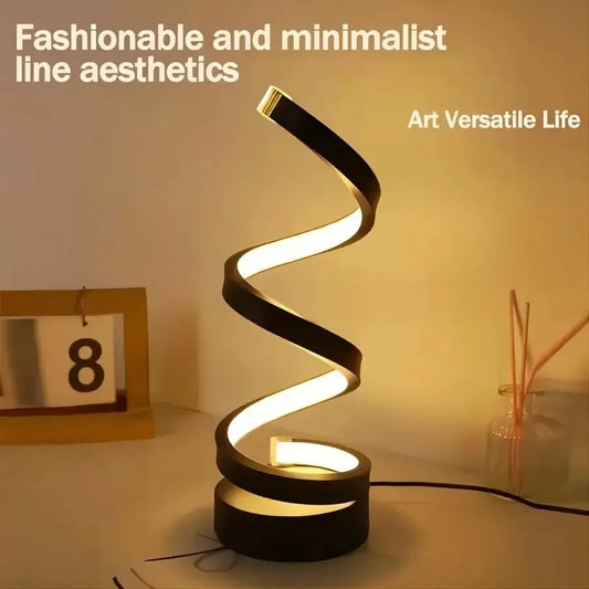 Modern Spiral LED Table Lamp – Minimalist Bedside Lamp for Living Room, Bedroom & Office