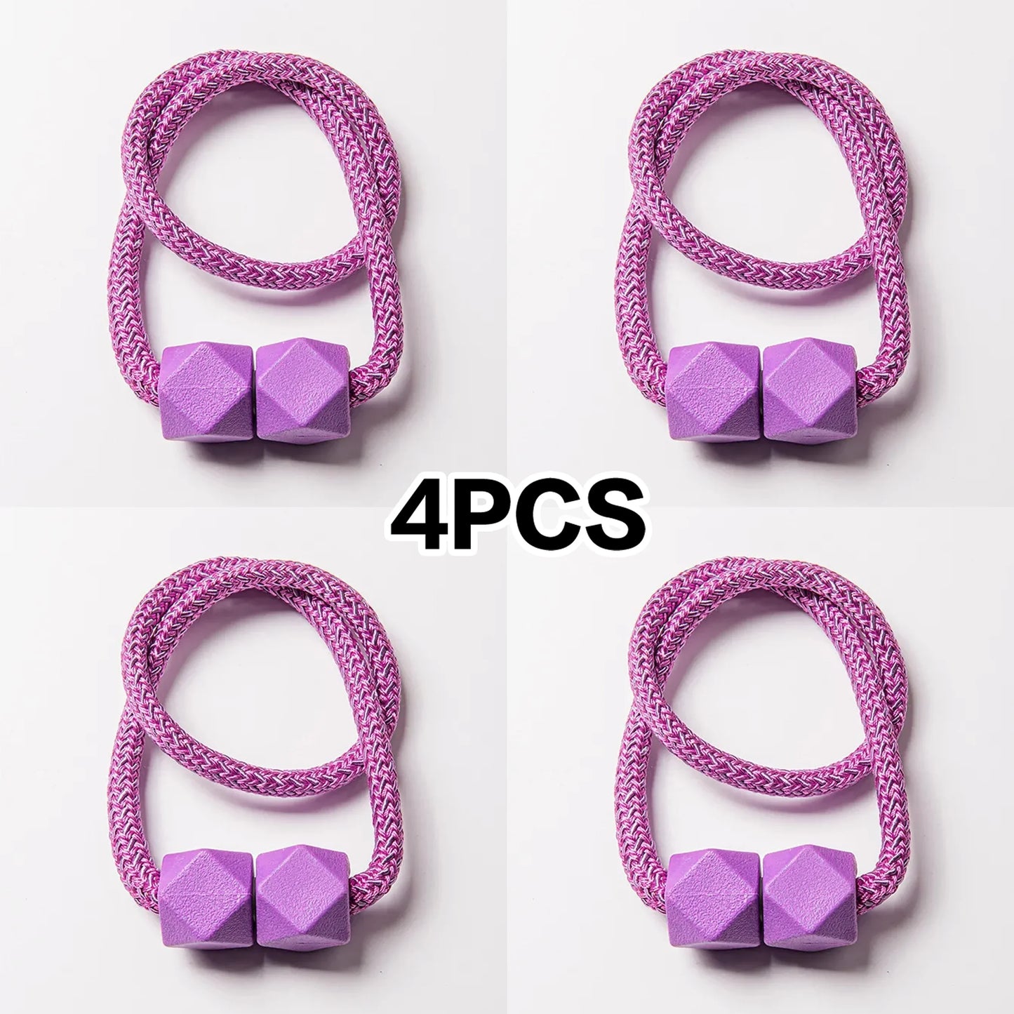 4pcs Curtain Tiebacks with Strong Magnet Thick Rope Design for Bedroom Living Room Kitchen Durable Plastic Home Decor Accessory