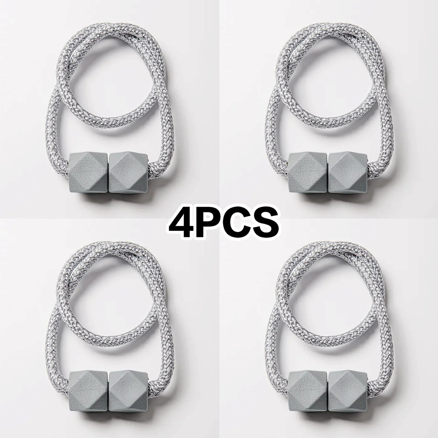 4pcs Curtain Tiebacks with Strong Magnet Thick Rope Design for Bedroom Living Room Kitchen Durable Plastic Home Decor Accessory