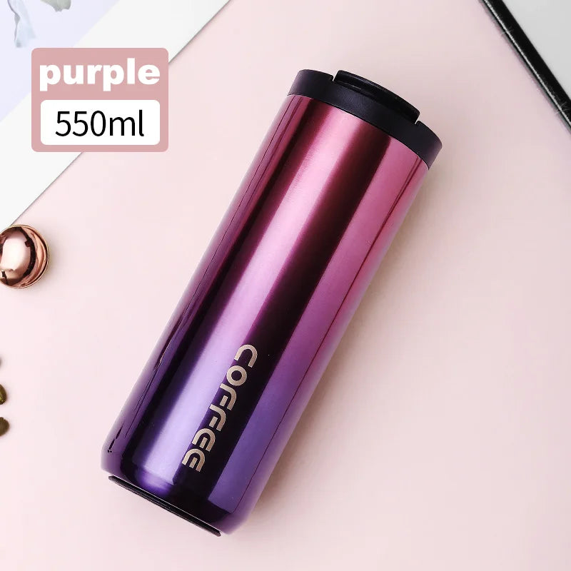 400ml Stainless Steel Thermal Coffee Mug 304 Leak Proof Portable Travel Thermos Water Bottle Eco-Friendly Christmas Gift for Women