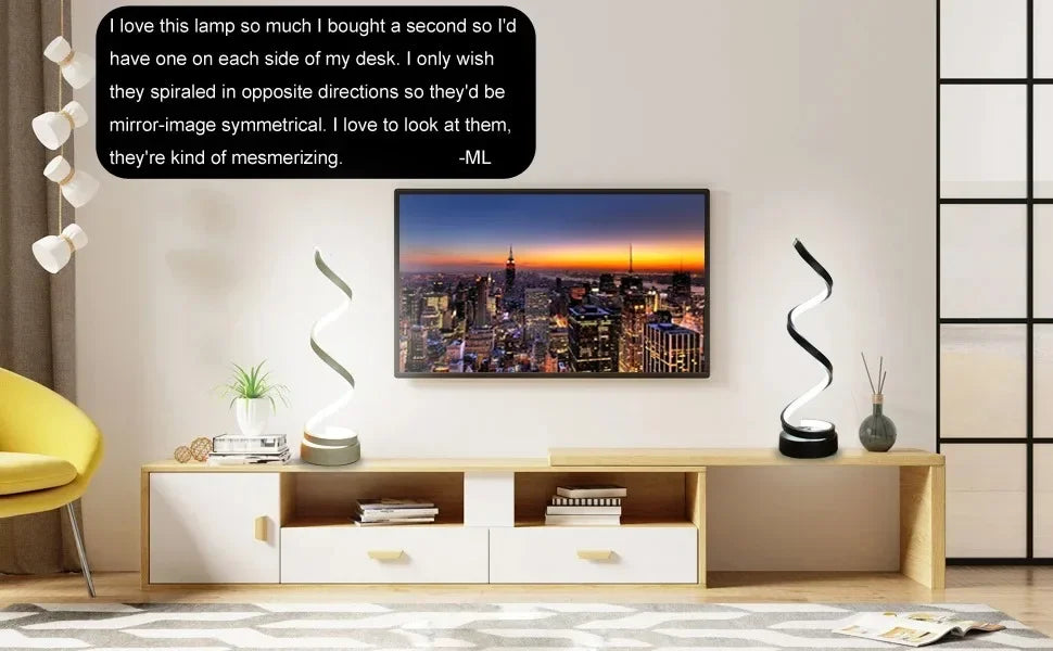 Modern Spiral LED Table Lamp – Minimalist Bedside Lamp for Living Room, Bedroom & Office