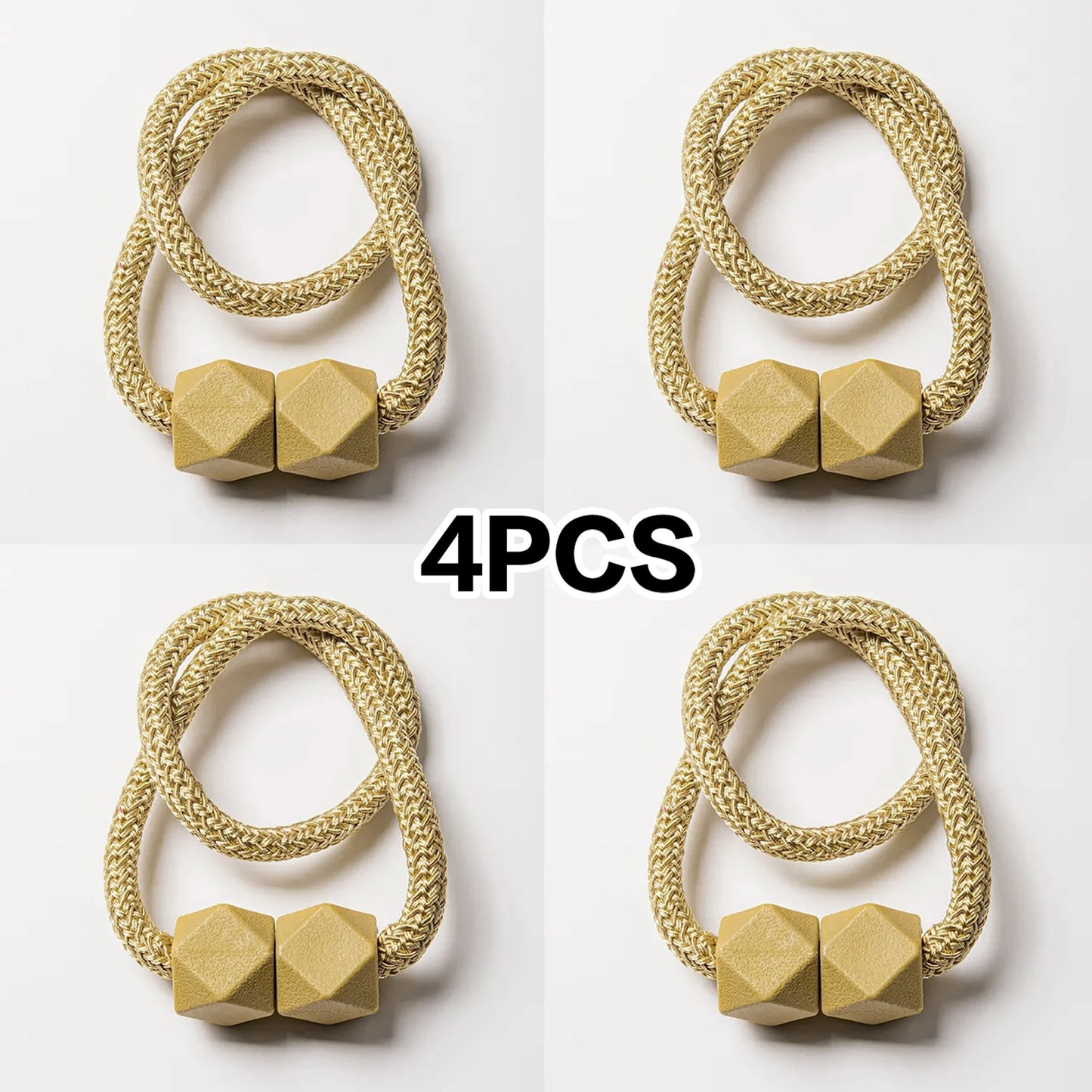 4pcs Curtain Tiebacks with Strong Magnet Thick Rope Design for Bedroom Living Room Kitchen Durable Plastic Home Decor Accessory
